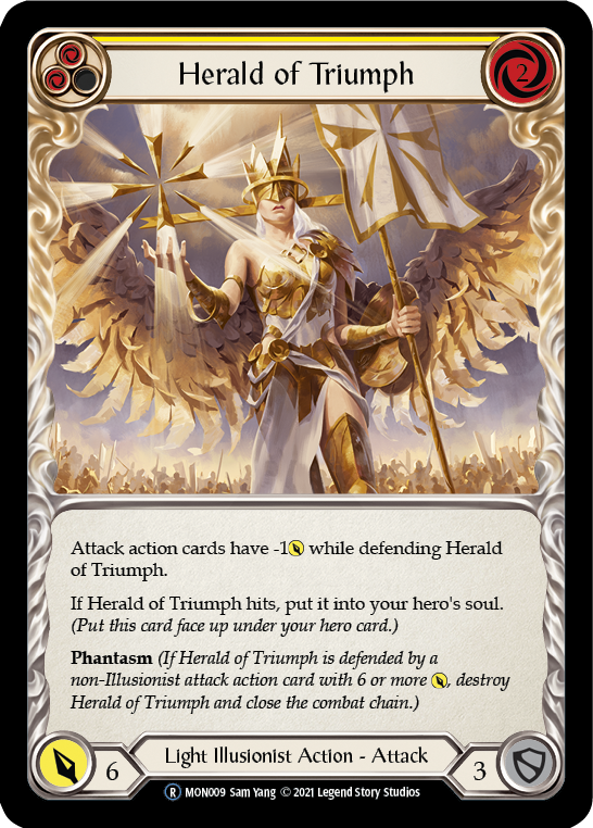 Herald of Triumph (Yellow) [U-MON009-RF] (Monarch Unlimited)  Unlimited Rainbow Foil | Card Merchant Takapuna