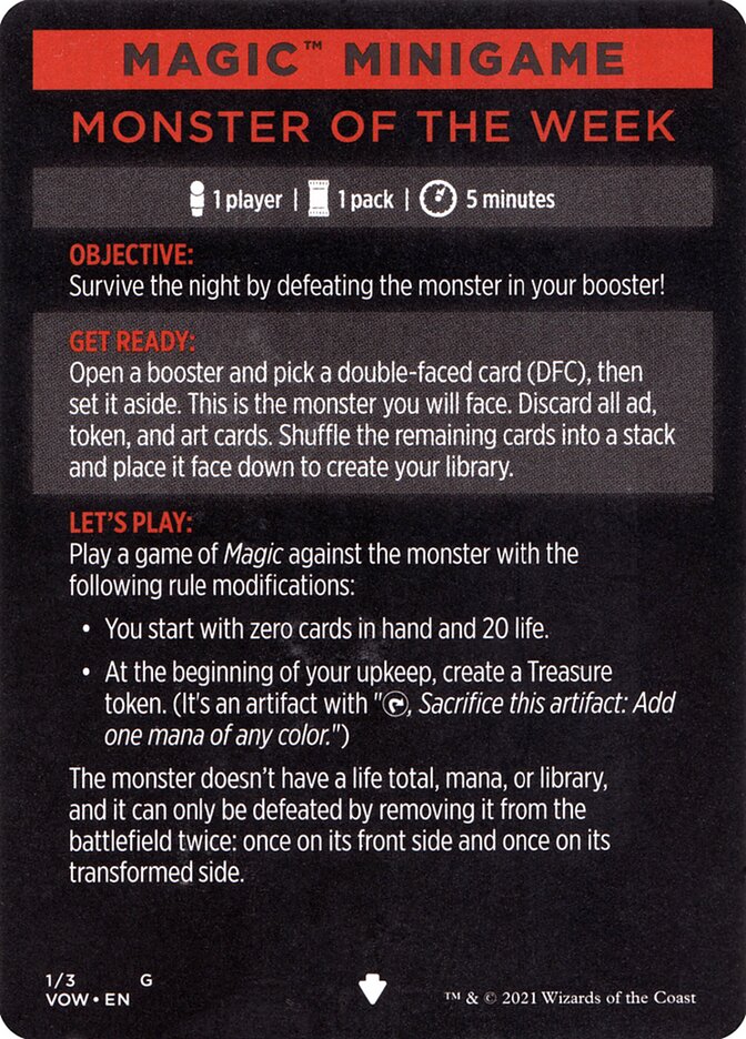 Monster of The Week (Magic Minigame) [Innistrad: Crimson Vow Minigame] | Card Merchant Takapuna