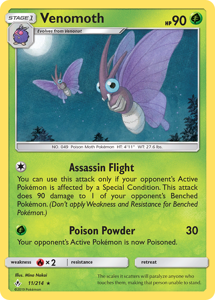 Venomoth (11/214) [Sun & Moon: Unbroken Bonds] | Card Merchant Takapuna