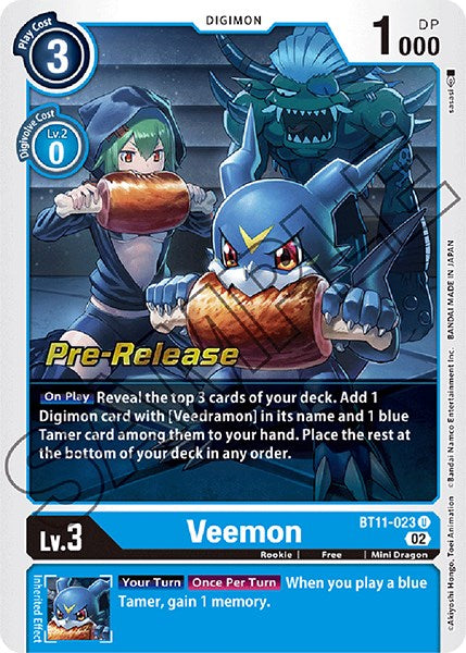 Veemon [BT11-023] [Dimensional Phase Pre-Release Promos] | Card Merchant Takapuna