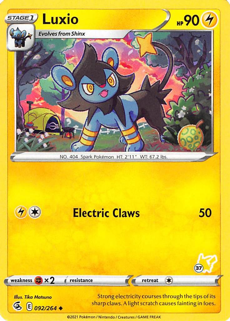 Luxio (092/264) (Pikachu Stamp #37) [Battle Academy 2022] | Card Merchant Takapuna