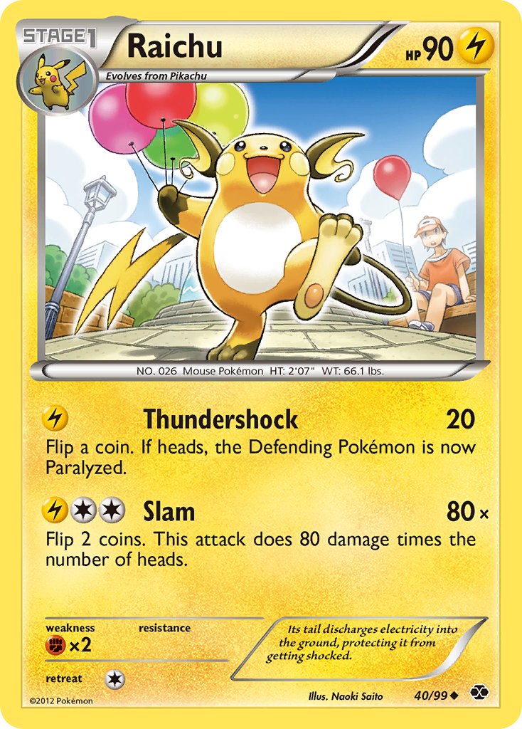 Raichu (40/99) (Cosmos Holo) (Blister Exclusive) [Black & White: Next Destinies] | Card Merchant Takapuna