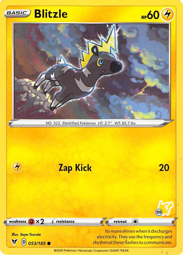 Blitzle (053/185) (Pikachu Stamp #55) [Battle Academy 2022] | Card Merchant Takapuna