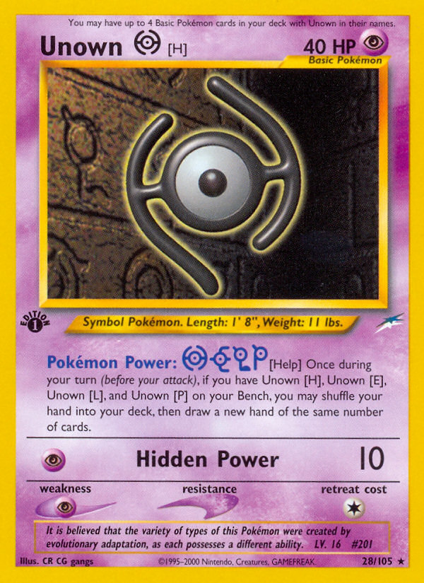 Unown [H] (28/105) [Neo Destiny 1st Edition] | Card Merchant Takapuna