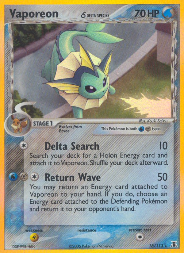 Vaporeon (18/113) (Delta Species) [EX: Delta Species] | Card Merchant Takapuna