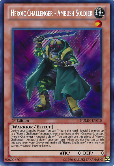 Heroic Challenger - Ambush Soldier [NUMH-EN010] Secret Rare | Card Merchant Takapuna