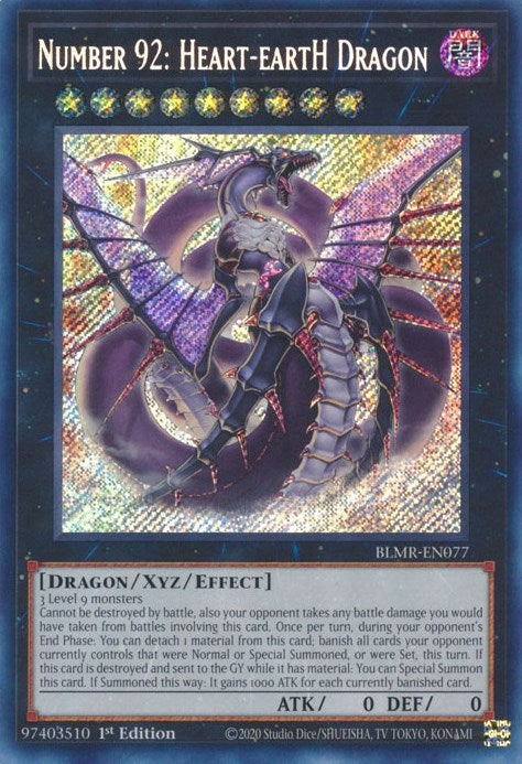 Number 92: Heart-eartH Dragon [BLMR-EN077] Secret Rare | Card Merchant Takapuna