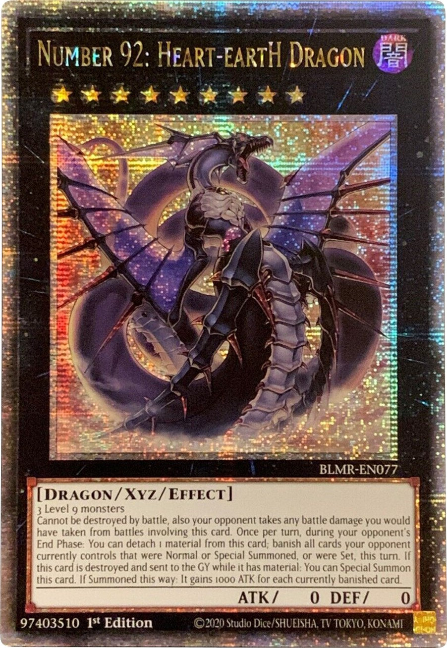 Number 92: Heart-eartH Dragon [BLMR-EN077] Quarter Century Secret Rare | Card Merchant Takapuna