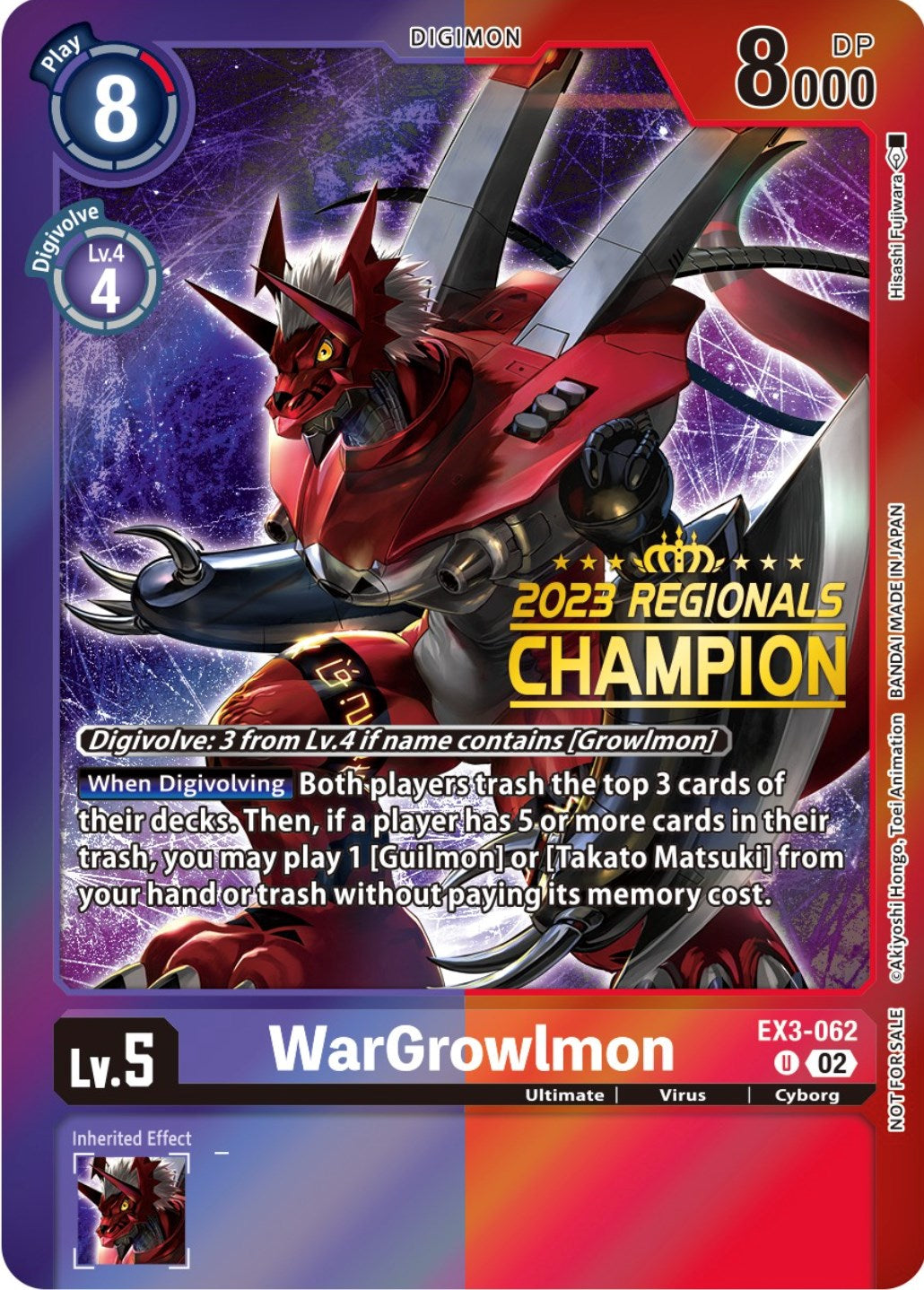 WarGrowlmon [EX3-062] (2023 Regionals Champion) [Draconic Roar Promos] | Card Merchant Takapuna