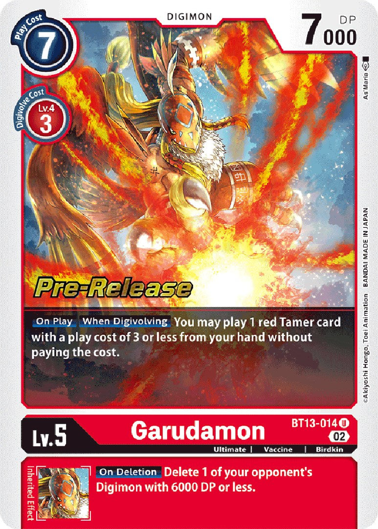 Garudamon [BT13-014] [Versus Royal Knight Booster Pre-Release Cards] | Card Merchant Takapuna