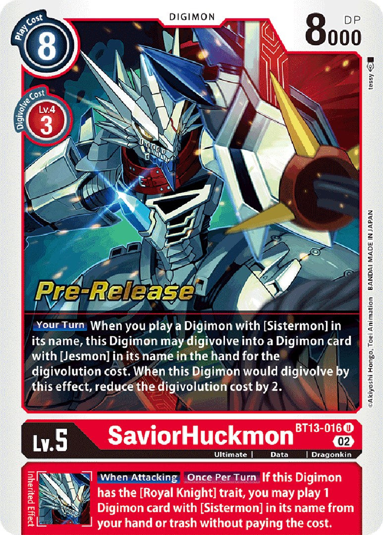 SaviorHuckmon [BT13-016] [Versus Royal Knight Booster Pre-Release Cards] | Card Merchant Takapuna