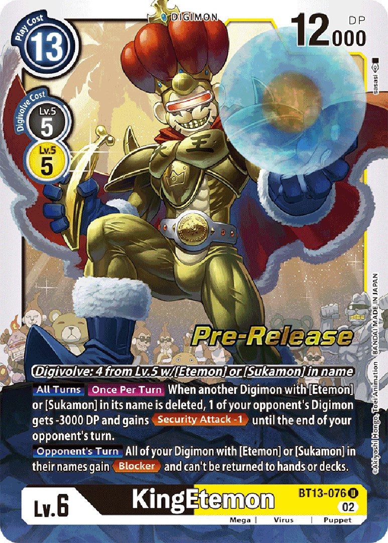 KingEtemon [BT13-076] [Versus Royal Knight Booster Pre-Release Cards] | Card Merchant Takapuna