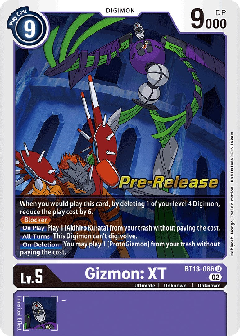 Gizmon: XT [BT13-086] [Versus Royal Knight Booster Pre-Release Cards] | Card Merchant Takapuna