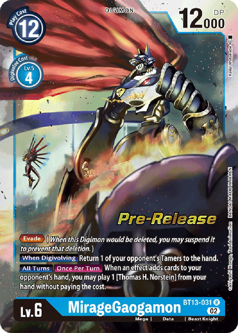 MirageGaogamon [BT13-031] [Versus Royal Knight Booster Pre-Release Cards] | Card Merchant Takapuna