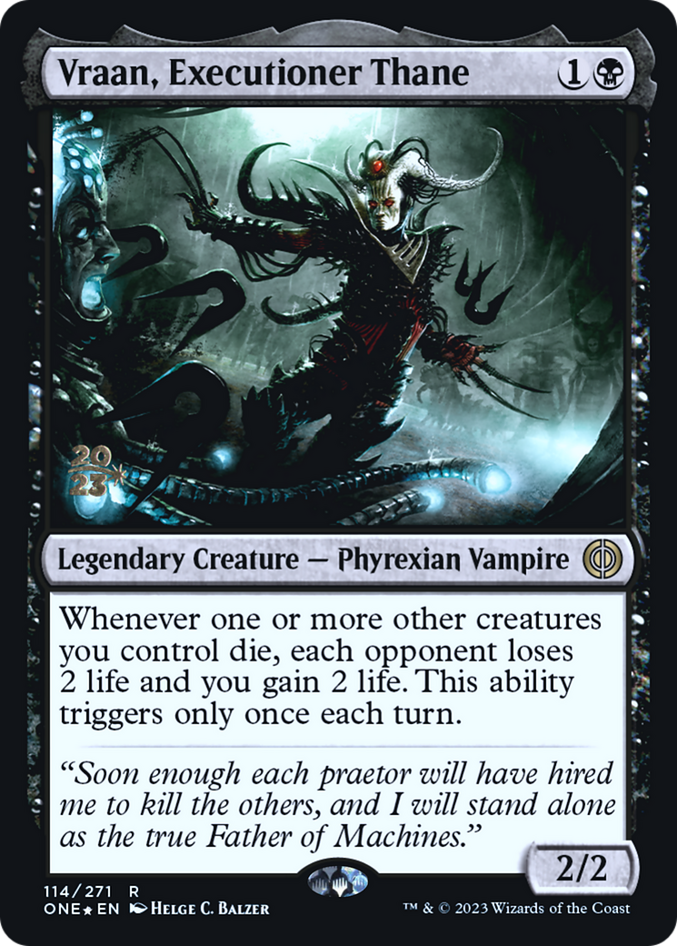 Vraan, Executioner Thane [Phyrexia: All Will Be One Prerelease Promos] | Card Merchant Takapuna