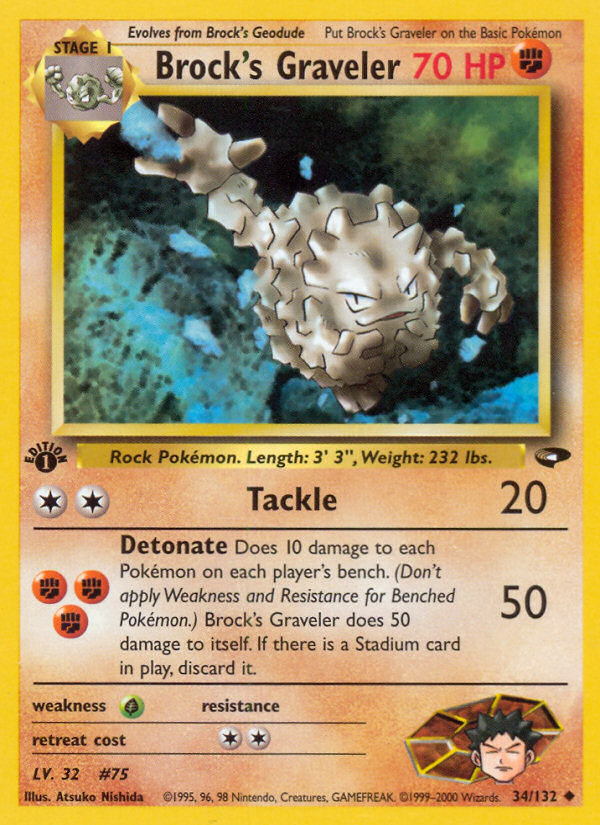 Brock's Graveler (34/132) [Gym Challenge 1st Edition] | Card Merchant Takapuna