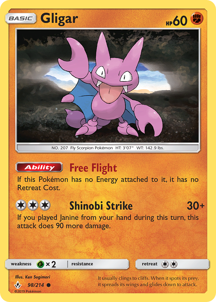 Gligar (98/214) [Sun & Moon: Unbroken Bonds] | Card Merchant Takapuna