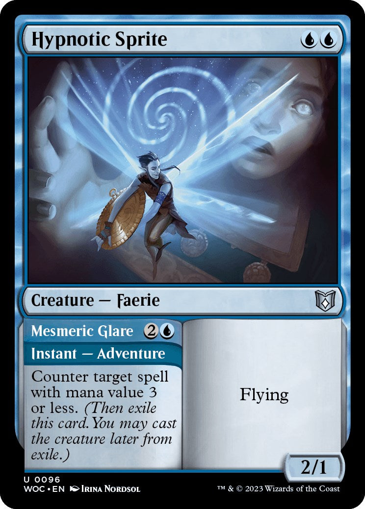 Hypnotic Sprite // Mesmeric Glare [Wilds of Eldraine Commander] | Card Merchant Takapuna