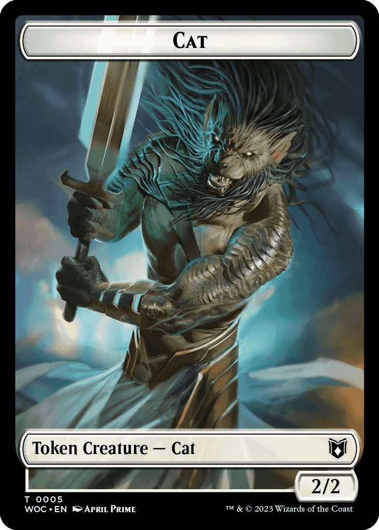 Cat (0005) // Human Double-Sided Token [Wilds of Eldraine Commander Tokens] | Card Merchant Takapuna