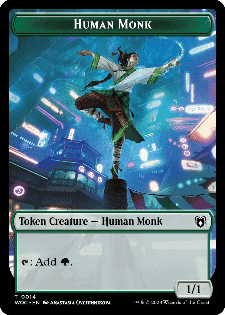 Human Monk // Saproling Double-Sided Token [Wilds of Eldraine Commander Tokens] | Card Merchant Takapuna