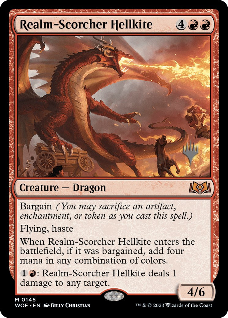 Realm-Scorcher Hellkite (Promo Pack) [Wilds of Eldraine Promos] | Card Merchant Takapuna