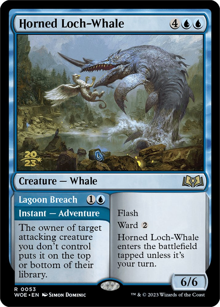 Horned Loch-Whale // Lagoon Breach (Promo Pack) [Wilds of Eldraine Promos] | Card Merchant Takapuna