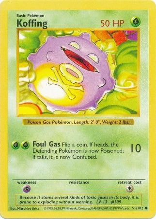 Koffing (51/102) [Base Set Shadowless Unlimited] | Card Merchant Takapuna