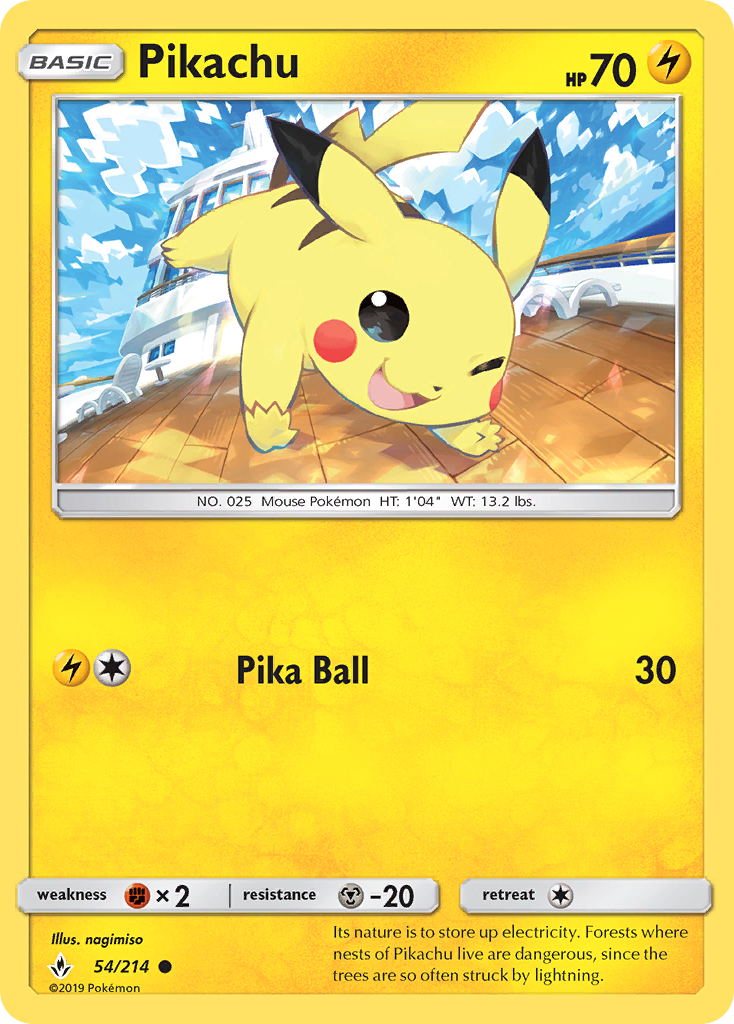 Pikachu (54/214) [Sun & Moon: Unbroken Bonds] | Card Merchant Takapuna