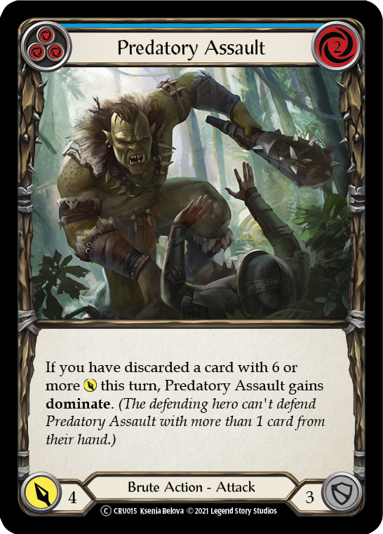 Predatory Assault (Blue) [U-CRU015] (Crucible of War Unlimited)  Unlimited Rainbow Foil | Card Merchant Takapuna