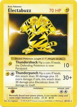 Electabuzz (20/102) [Base Set Shadowless Unlimited] | Card Merchant Takapuna