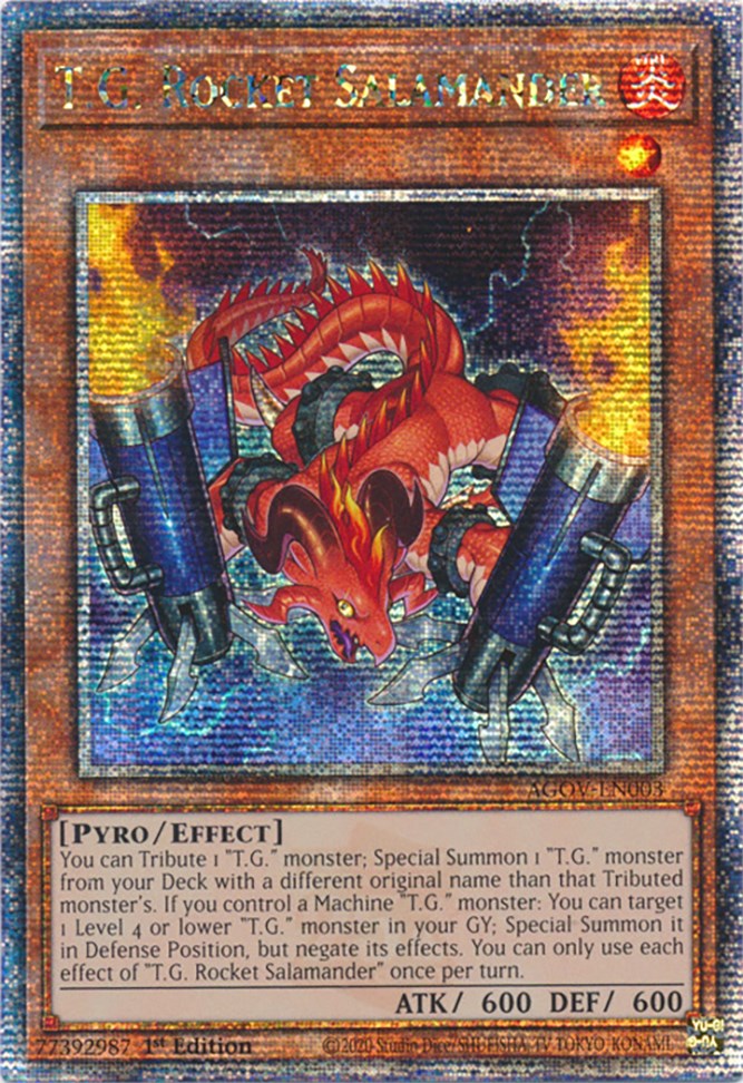 T.G. Rocket Salamander (Quarter Century Secret Rare) [AGOV-EN003] Quarter Century Secret Rare | Card Merchant Takapuna