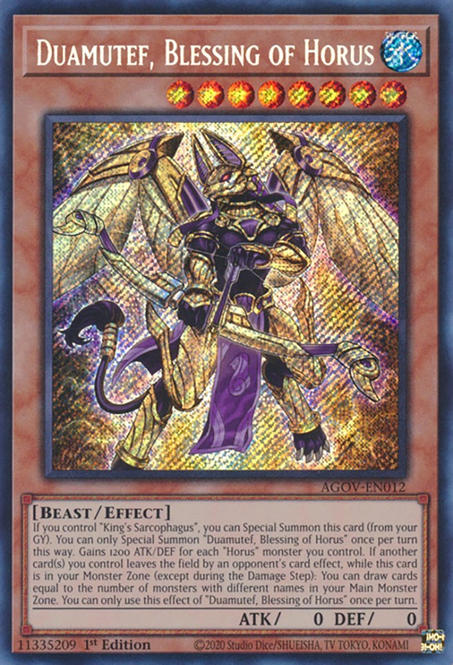 Duamutef, Blessing of Horus [AGOV-EN012] Secret Rare | Card Merchant Takapuna