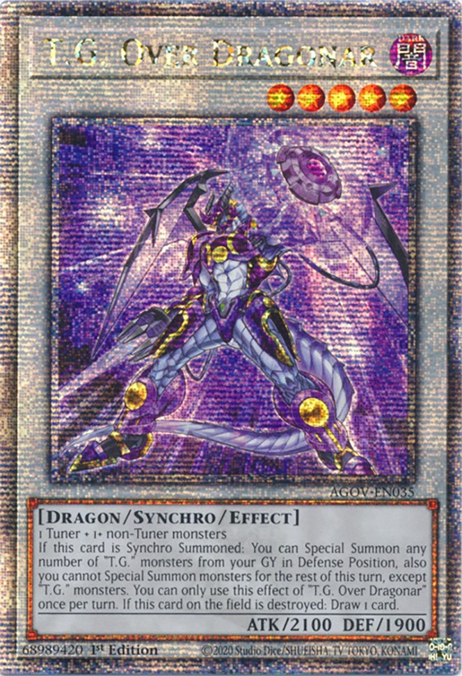 T.G. Over Dragonar (Quarter Century Secret Rare) [AGOV-EN035] Quarter Century Secret Rare | Card Merchant Takapuna