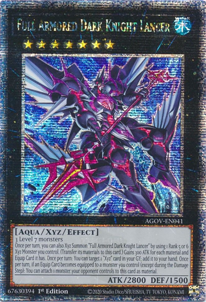 Full Armored Dark Knight Lancer (Quarter Century Secret Rare) [AGOV-EN041] Quarter Century Secret Rare | Card Merchant Takapuna