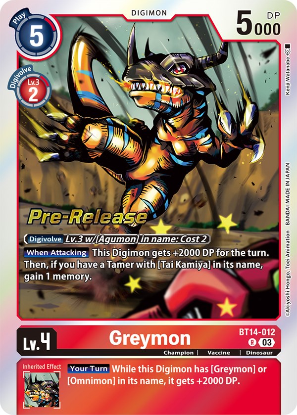 Greymon [BT14-012] [Blast Ace Pre-Release Cards] | Card Merchant Takapuna