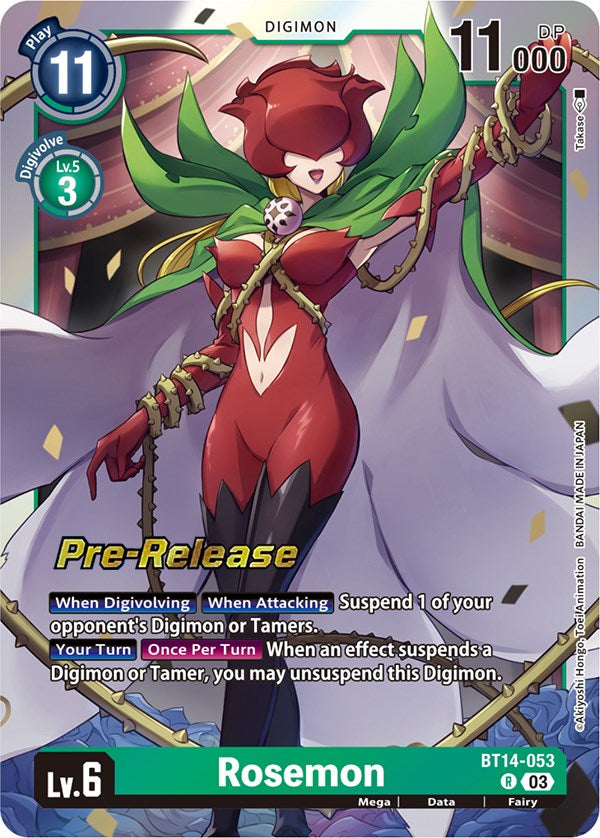 Rosemon [BT14-053] [Blast Ace Pre-Release Cards] | Card Merchant Takapuna