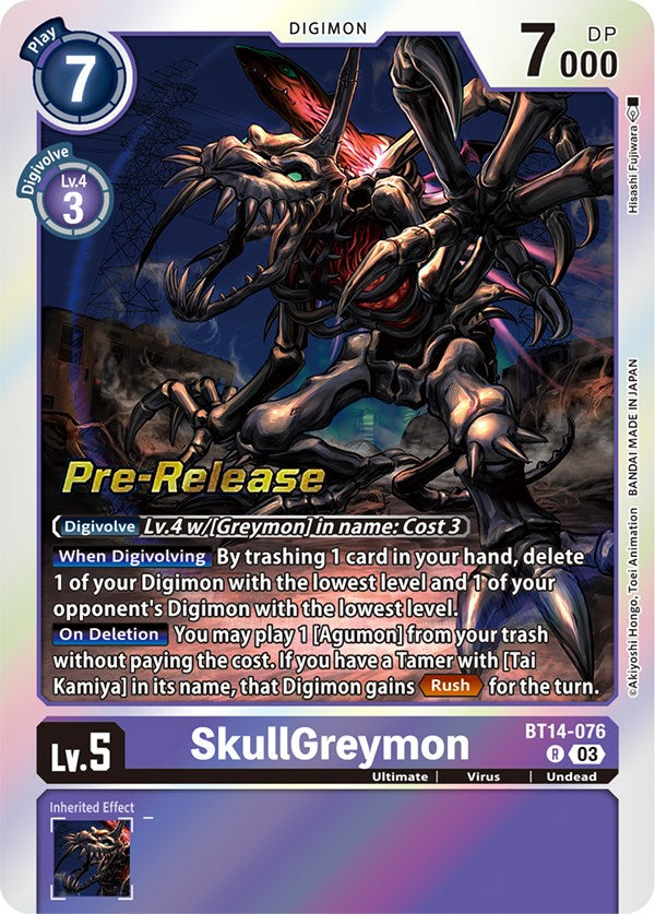 SkullGreymon [BT14-076] [Blast Ace Pre-Release Cards] | Card Merchant Takapuna