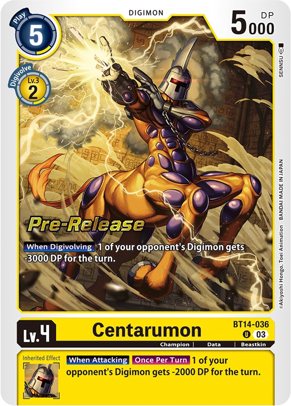 Centarumon [BT14-036] [Blast Ace Pre-Release Cards] | Card Merchant Takapuna