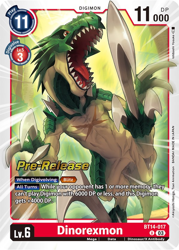 Dinorexmon [BT14-017] [Blast Ace Pre-Release Cards] | Card Merchant Takapuna