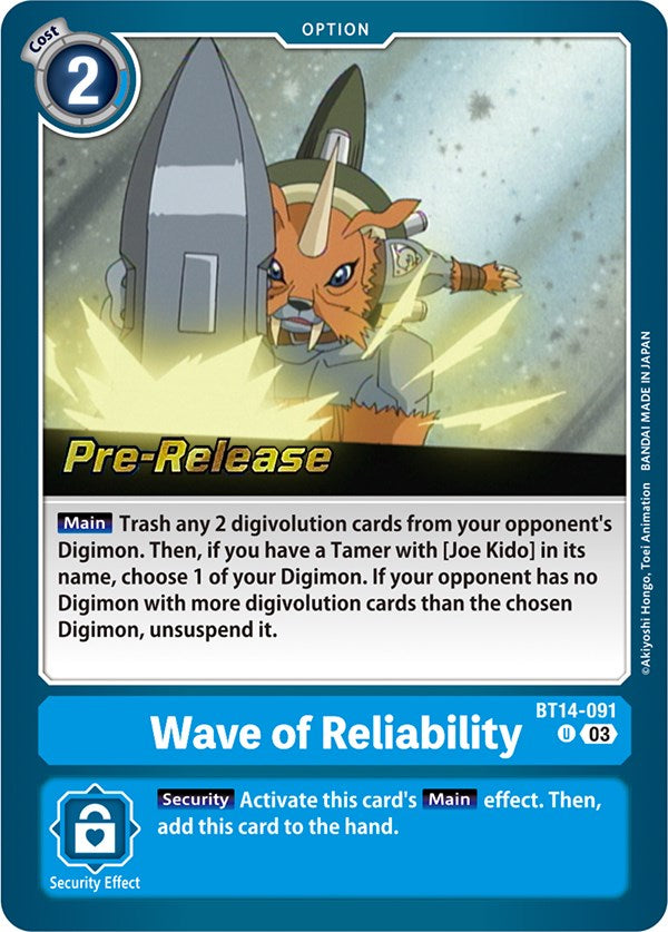 Wave of Reliability [BT14-091] [Blast Ace Pre-Release Cards] | Card Merchant Takapuna