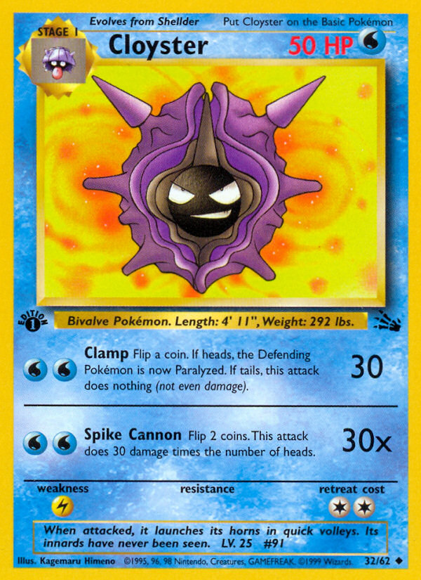 Cloyster (32/62) [Fossil 1st Edition] | Card Merchant Takapuna