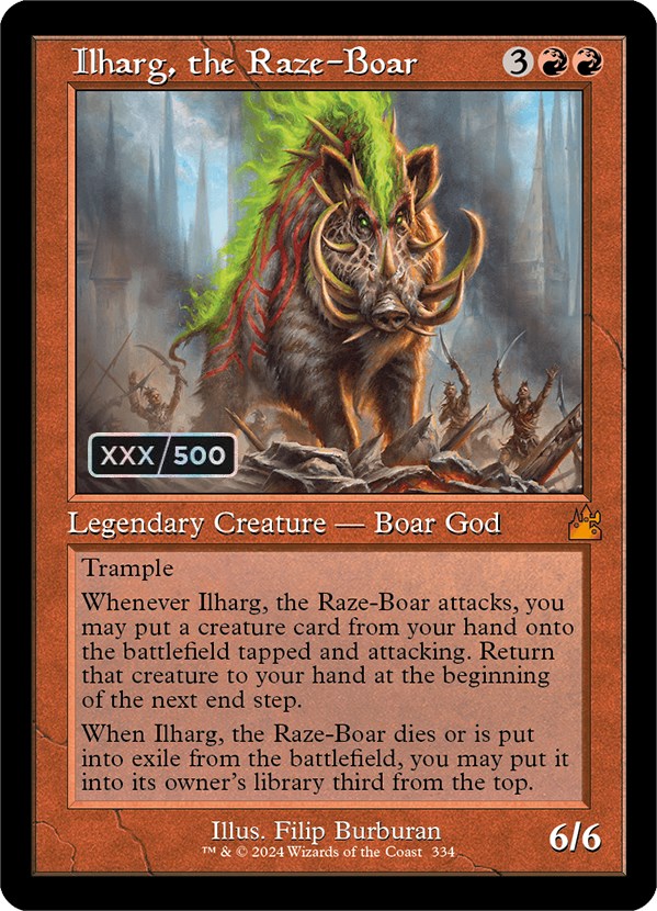 Ilharg, the Raze-Boar (Retro) (Serialized) [Ravnica Remastered] | Card Merchant Takapuna