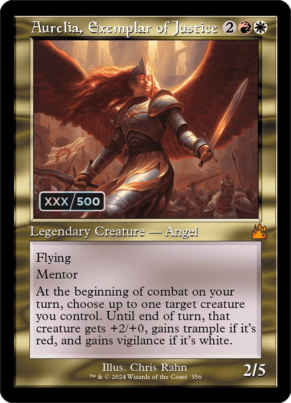 Aurelia, Exemplar of Justice (Retro) (Serialized) [Ravnica Remastered] | Card Merchant Takapuna