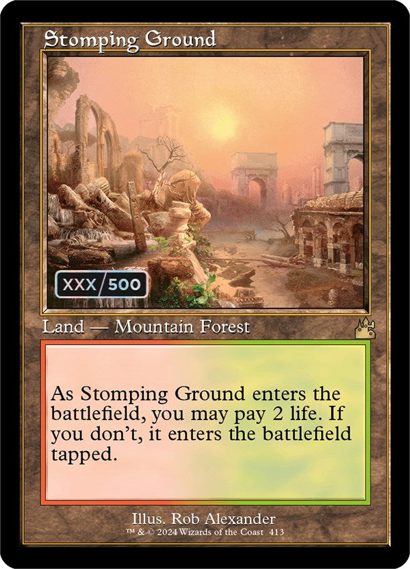 Stomping Ground (Retro) (Serialized) [Ravnica Remastered] | Card Merchant Takapuna