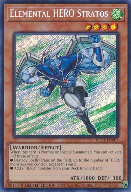 Elemental HERO Stratos [BLC1-EN003] Secret Rare | Card Merchant Takapuna