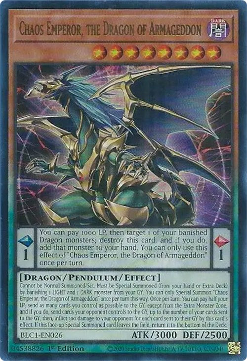 Chaos Emperor, the Dragon of Armageddon [BLC1-EN026] Ultra Rare | Card Merchant Takapuna