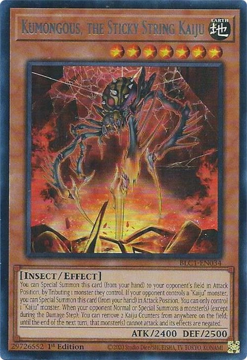 Kumongous, the Sticky String Kaiju (Silver) [BLC1-EN034] Ultra Rare | Card Merchant Takapuna