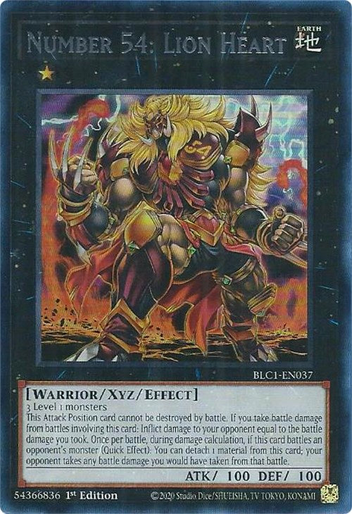 Number 54: Lion Heart (Silver) [BLC1-EN037] Ultra Rare | Card Merchant Takapuna