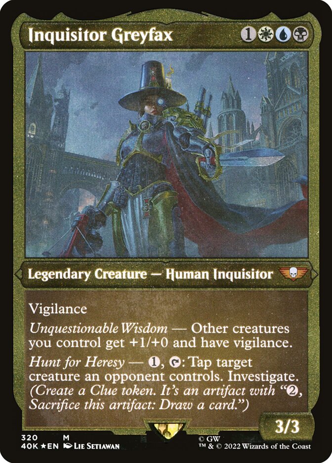 Inquisitor Greyfax (Display Commander) (Etched Foil) [Warhammer 40,000] | Card Merchant Takapuna