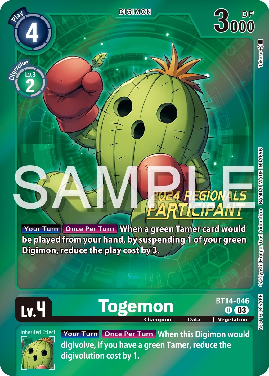 Togemon [BT14-046] (2024 Regionals Participant) [Blast Ace Promos] | Card Merchant Takapuna